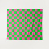 Roze groen geruit controlepatroon wandkleed (Voorkant (horizontaal))