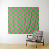 Roze groen geruit controlepatroon wandkleed (In Situ (horizontaal))