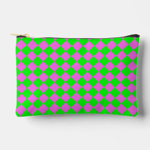 Roze Groen Geruit Diamant Patroon Klein Etui