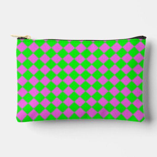 Roze Groen Geruit Diamant Patroon Klein Etui (Voorkant)