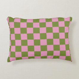 Roze Groen geruit Gingham patroon Accent Kussen