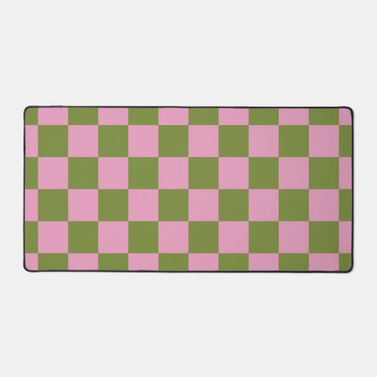 Roze Groen geruit Gingham patroon Bureaumat (Voorkant)