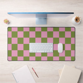 Roze Groen geruit Gingham patroon Bureaumat