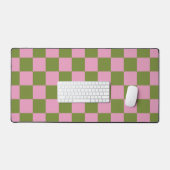 Roze Groen geruit Gingham patroon Bureaumat (Keyboard & Muis)