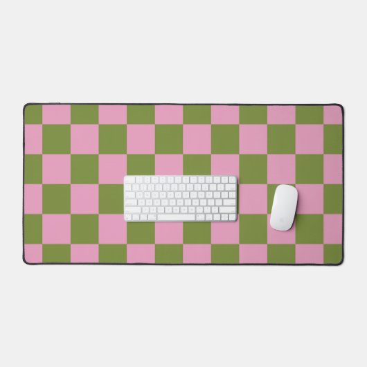 Roze Groen geruit Gingham patroon Bureaumat (Keyboard & Muis)