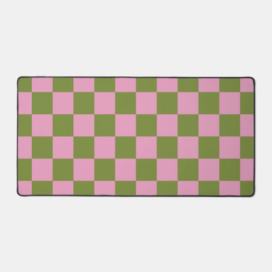 Roze Groen geruit Gingham patroon Bureaumat (Voorkant)