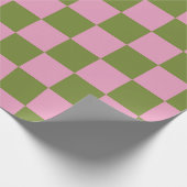 Roze Groen geruit Gingham patroon Cadeaupapier (Hoek)