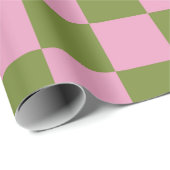 Roze Groen geruit Gingham patroon Cadeaupapier (Rol Hoek)