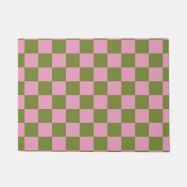 Roze Groen geruit Gingham patroon Deurmat