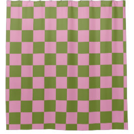 Roze Groen geruit Gingham patroon Douchegordijn