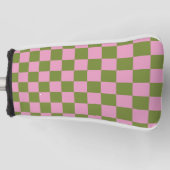 Roze Groen geruit Gingham patroon Golfheadcover (Voorkant)