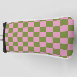 Roze Groen geruit Gingham patroon Golfheadcover