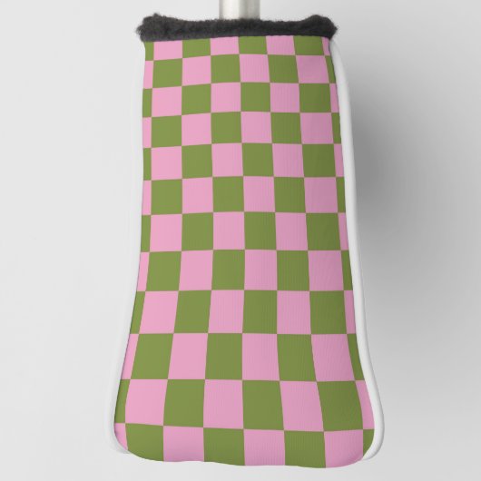 Roze Groen geruit Gingham patroon Golfheadcover (Draai 90)