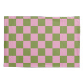Roze Groen geruit Gingham patroon Kussensloop (Achterkant)