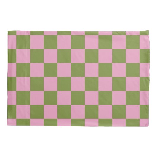Roze Groen geruit Gingham patroon Kussensloop (Achterkant)