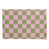 Roze Groen geruit Gingham patroon Kussensloop (Voorkant)