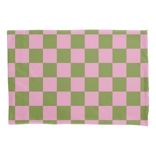 Roze Groen geruit Gingham patroon Kussensloop (Voorkant)