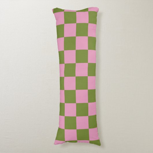 Roze Groen geruit Gingham patroon Lichaamskussen (Voorkant Verticaal)