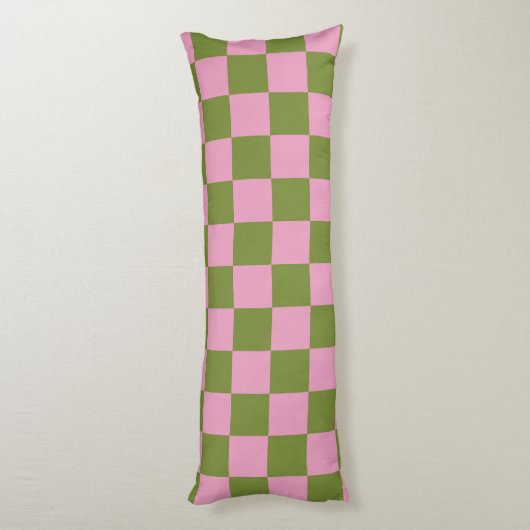 Roze Groen geruit Gingham patroon Lichaamskussen (Achterkant (Verticaal))