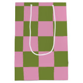 Roze Groen geruit Gingham patroon Medium Cadeauzakje (Achterkant)