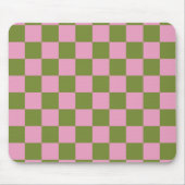 Roze Groen geruit Gingham patroon Muismat (Voorkant)
