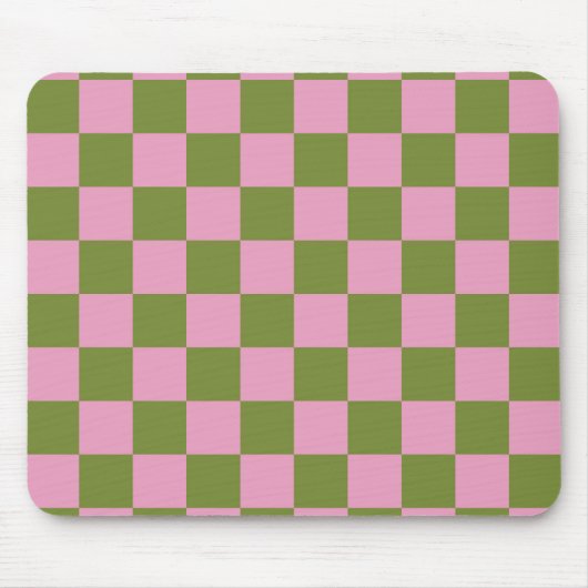 Roze Groen geruit Gingham patroon Muismat (Voorkant)