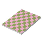 Roze groen geruit gingham patroon notitieblok (Linkerzijde)