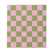Roze groen geruit gingham patroon notitieblok (Voorkant)