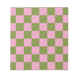 Roze groen geruit gingham patroon notitieblok