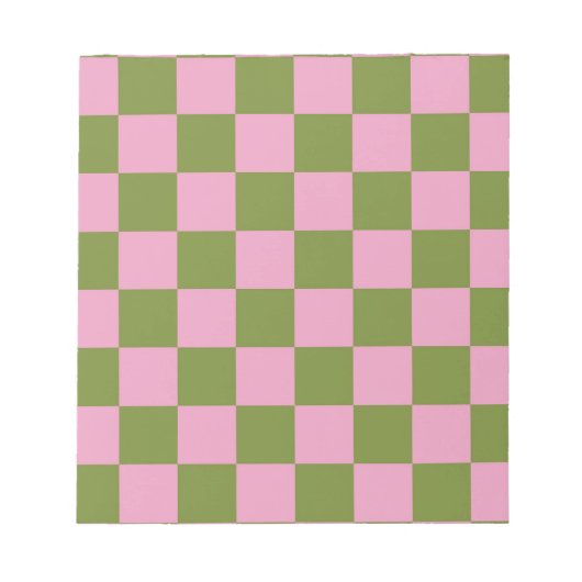 Roze groen geruit gingham patroon notitieblok (Voorkant)