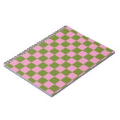 Roze Groen geruit Gingham patroon Notitieboek (Linkerzijde)