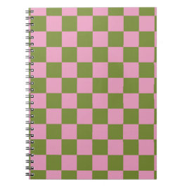 Roze Groen geruit Gingham patroon Notitieboek