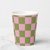 Roze Groen geruit Gingham patroon Papieren Bekers (Links)