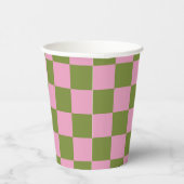 Roze Groen geruit Gingham patroon Papieren Bekers (Rechts)