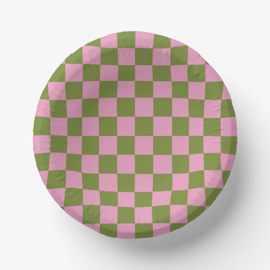 Roze Groen geruit Gingham patroon Papieren Kommen (Voorkant)