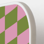 Roze Groen geruit Gingham patroon Pickleball Paddle (Links Detail)