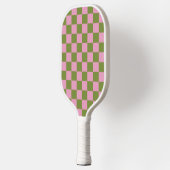 Roze Groen geruit Gingham patroon Pickleball Paddle (Links)