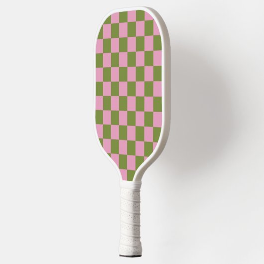 Roze Groen geruit Gingham patroon Pickleball Paddle (Links)