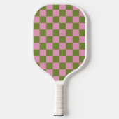 Roze Groen geruit Gingham patroon Pickleball Paddle (Achterkant)