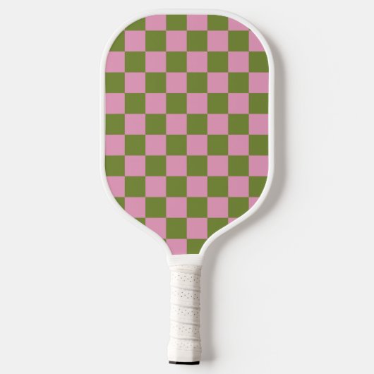 Roze Groen geruit Gingham patroon Pickleball Paddle (Achterkant)