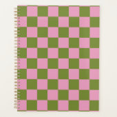 Roze Groen geruit Gingham patroon Planner (Voorkant)