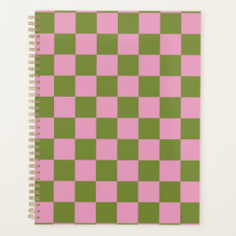 Roze Groen geruit Gingham patroon Planner