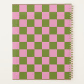 Roze Groen geruit Gingham patroon Planner (Achterkant)