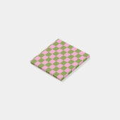 Roze Groen geruit Gingham patroon Post-it® Notes (Schuin)