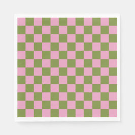 Roze Groen geruit Gingham patroon Servet