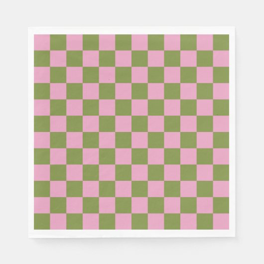Roze Groen geruit Gingham patroon Servet (Voorkant)