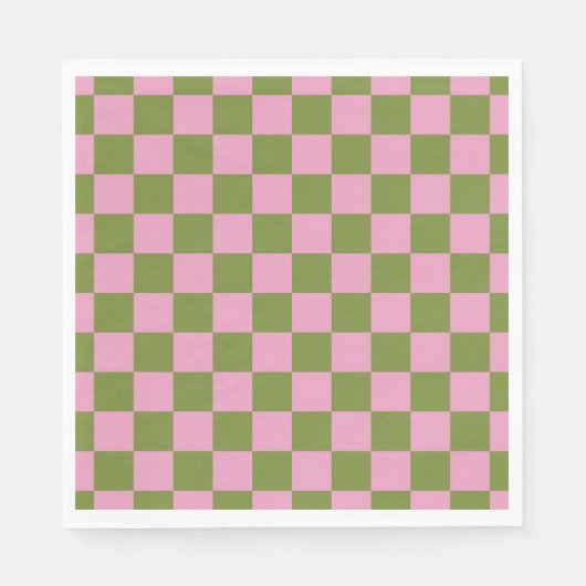 Roze Groen geruit Gingham patroon Servet (Voorkant)