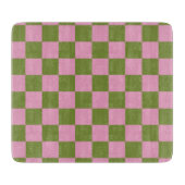 Roze Groen geruit Gingham patroon Snijplank (Voorkant)