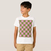 Roze Groen geruit Gingham patroon T-shirt (Voorkant volledig)