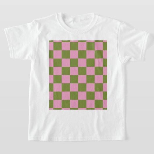Roze Groen geruit Gingham patroon T-shirt (Laagn)